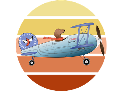 Closer Shot of the Doggo's Pilot Label animation branding dachsund flying graphic design logo plane vector