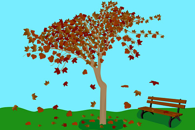 Autumn tree autumn autumn season bench illustration nature park tree vector