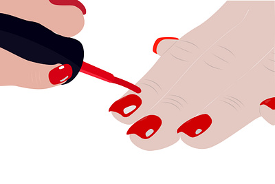 Manicure aesthetics beautician illustration manicure nail polish red vector woman