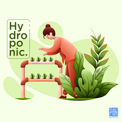 The Hydroponic Illustration Display branding character design illustration