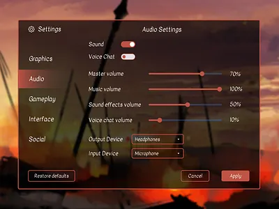 Daily UI Challenge | 007 | Settings da dailyui dailyuichallenge desktop figma game menu settings ui