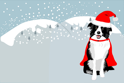 Dog christmas dog illustration mountains santa claus snow vector winter