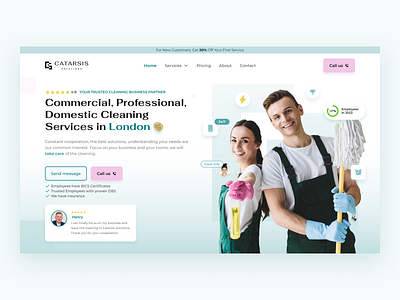 Cleaning Services Hero Section Real Project by SzabatDesign branding cleaning hero logo london productdesign service szabatdesign ui uiux ux uxui webdesign website