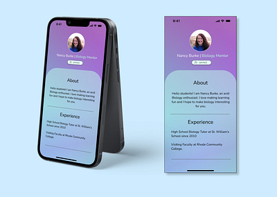 #DailyUi Day 06. A user profile for teachers on a tutoring app clean dailyui day6 design experience interface ios iphone mentoring minimal mobile profile student teacher tutoring ui user user profile ux