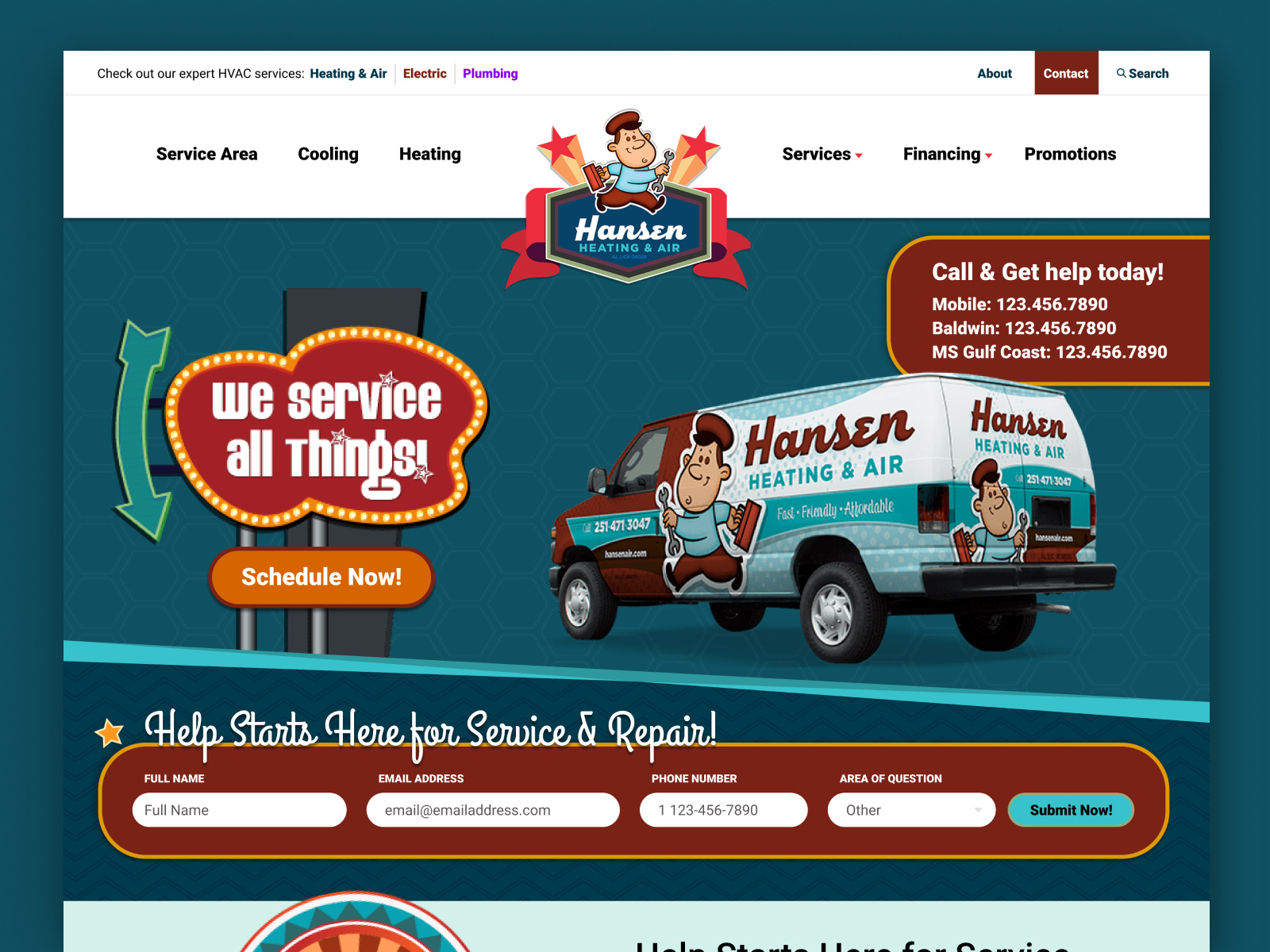 Hansen Air | Hero & Navigation Re-Design ac company ada compliance air condition brand call to action company site content design digital forms graphic design hero landing page navigation site update ui uiux visual design web design website