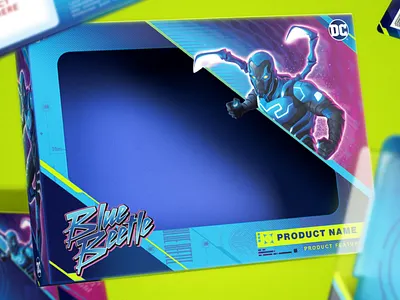 DC WB Blue Beetle Packaging 3d blue beetle branding cinema4d dc design graphic design illustration logo photoshop type vector warner bros