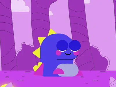 Motiontober 2023 - Jour 6: Dinosaure 2d animation cartoon character animation dinosaur dinosaure fine loop meteor meteorite motion design motion graphics pink