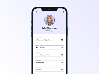 Profile view dailyui inputfields profilescreen ui uidesign