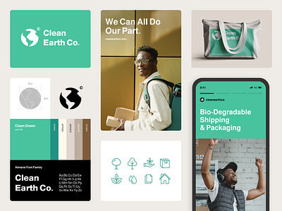 Clean Earth Co. Brand Identity adobe adobeillustrator brandidentity branding design eco ecoconsious freelance graphic design graphicdesign logo logodesign sustainable tech ui