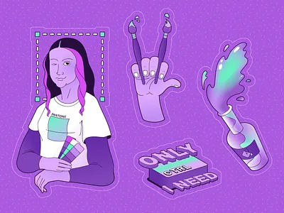 art is ⚡ R I O T art cartoon control ctrl design designer graphic design illustration metal molotow mona lisa purple rebel riot rock stickerpack stickers