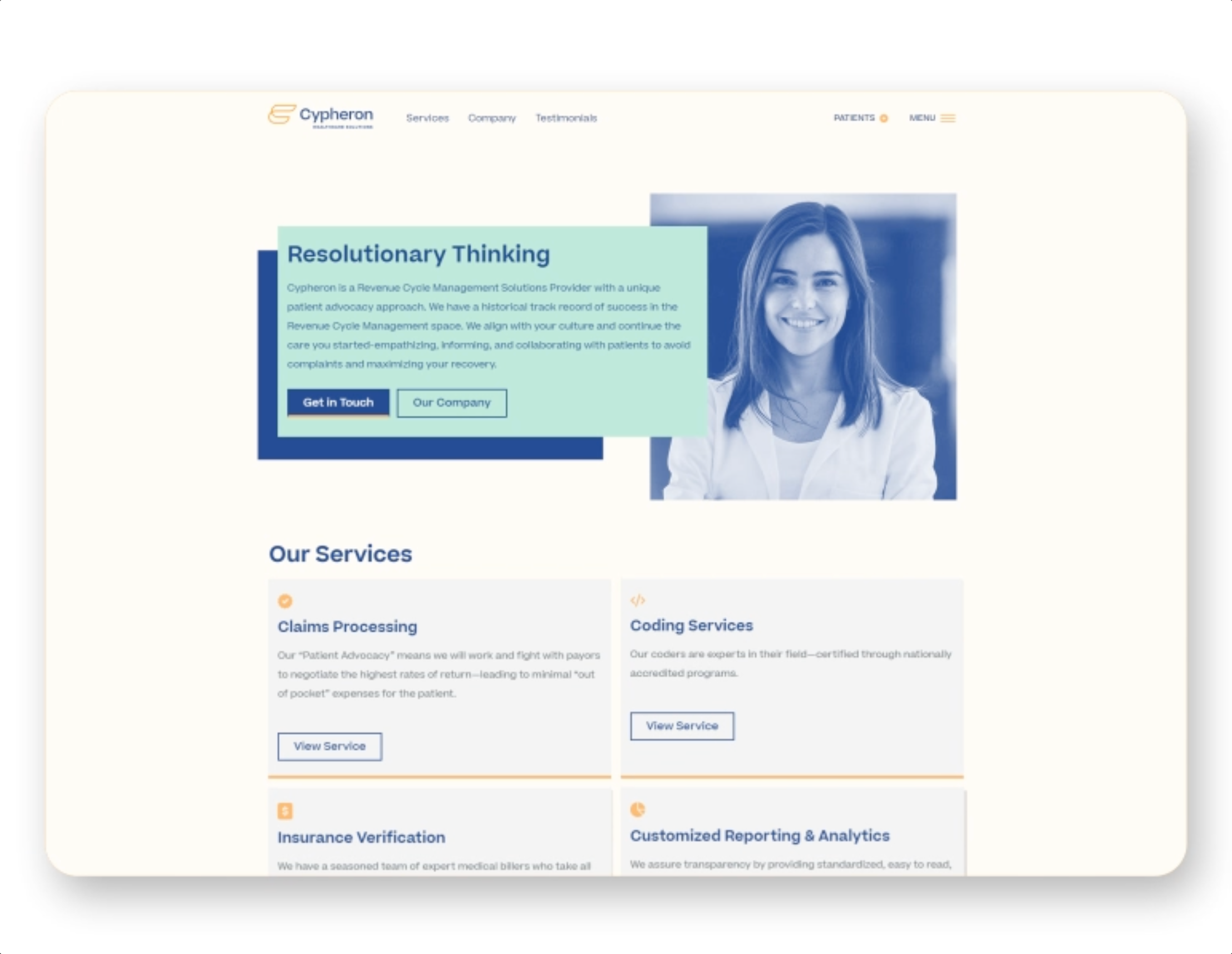 Cypheron Website development healthcare uxui website