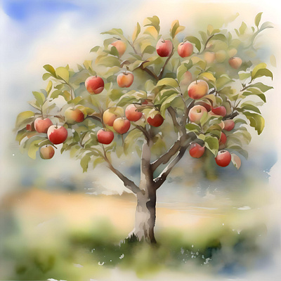 Apple Tree Day C - January 6 - Watercolor & Pen apple
