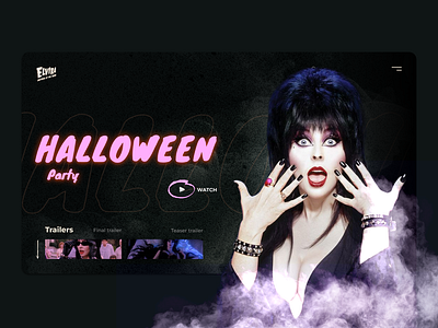 Halloween Movie Page design elvira film graphic design halloween horror landing minimalism movie pink product design site ui web