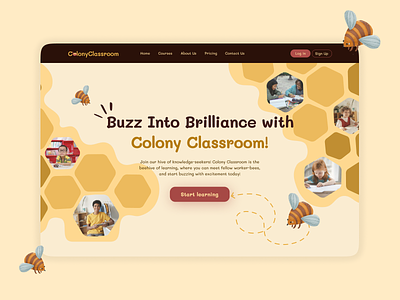 ColonyClassroom - Web Design bee branding colorful design graphic design illustration kids landingpage learning learning platform logo playful typography ui uiux design ux vector web design website