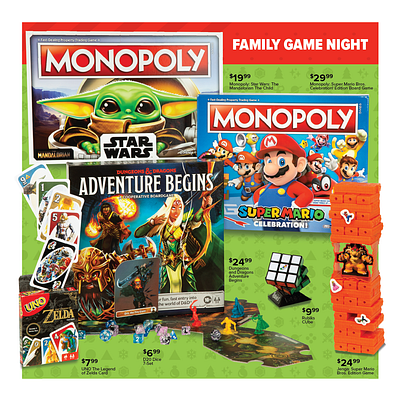 GS Family Game Night Holiday graphic design layout print