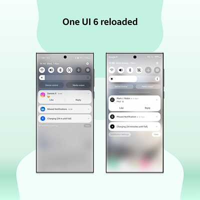 One UI 6 reloaded android android14 buttons glass morphism icons notification oneui6 os osui samsung ui uidesign