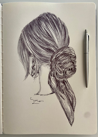 Ballpen Hairstyle 💇🏻‍♀️ ballpen design drawing hair hairstyle illustration sketch