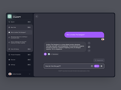 Chat GPT Redesign 👀 ai ai chat chat bot chat gpt product designer redesign ui ui designer uiux ux design ux designer