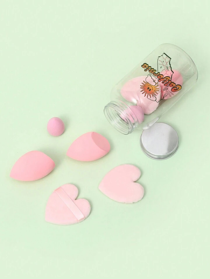 Happy Face Sun & Letter Print Powder Puff and Sponge Set advertisement branding califonia design design packaging graphic design illustration logo branding map packaging powder puff product design sponge set sun