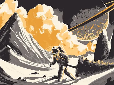 Space Blizzard adventure astronaut blizzard halftone illustration planet snow space