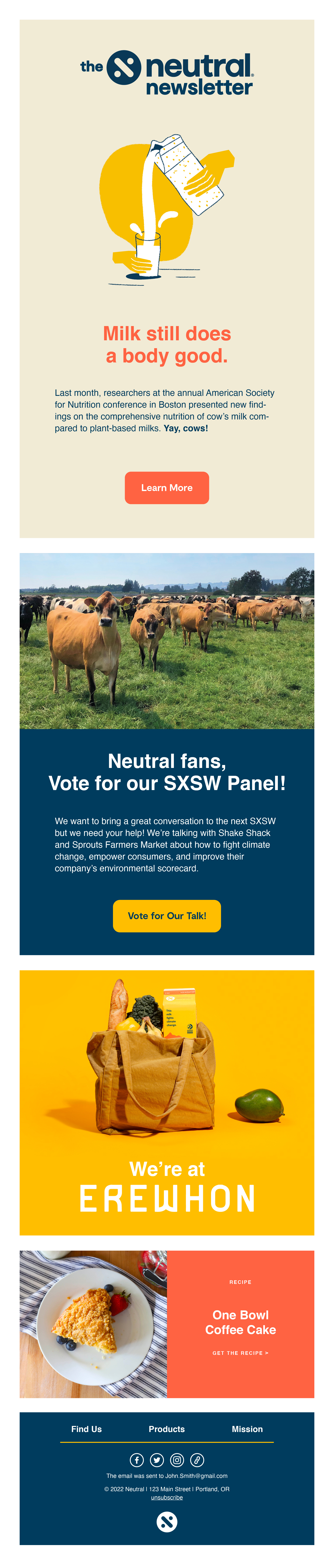 Neutral Newsletter cow cpg design digital email food graphic design milk newsletter