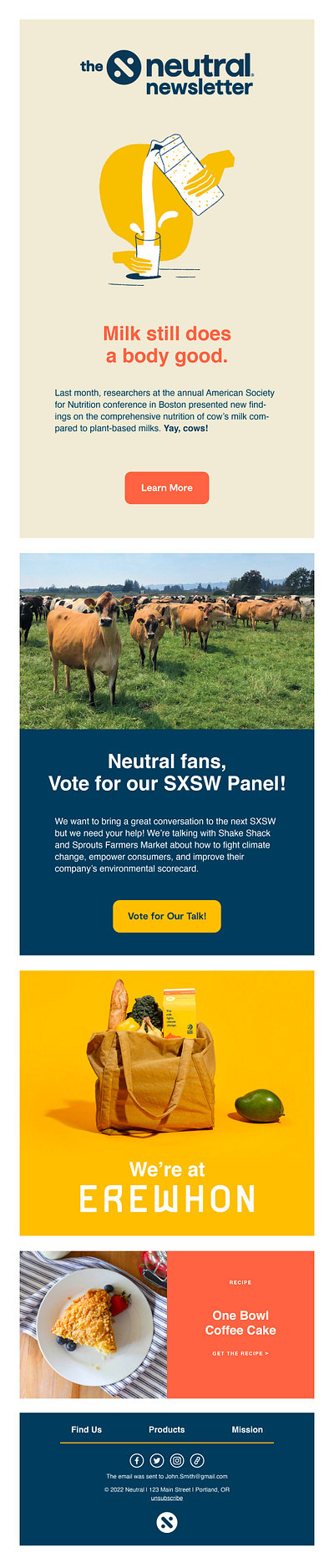 Neutral Newsletter cow cpg design digital email food graphic design milk newsletter