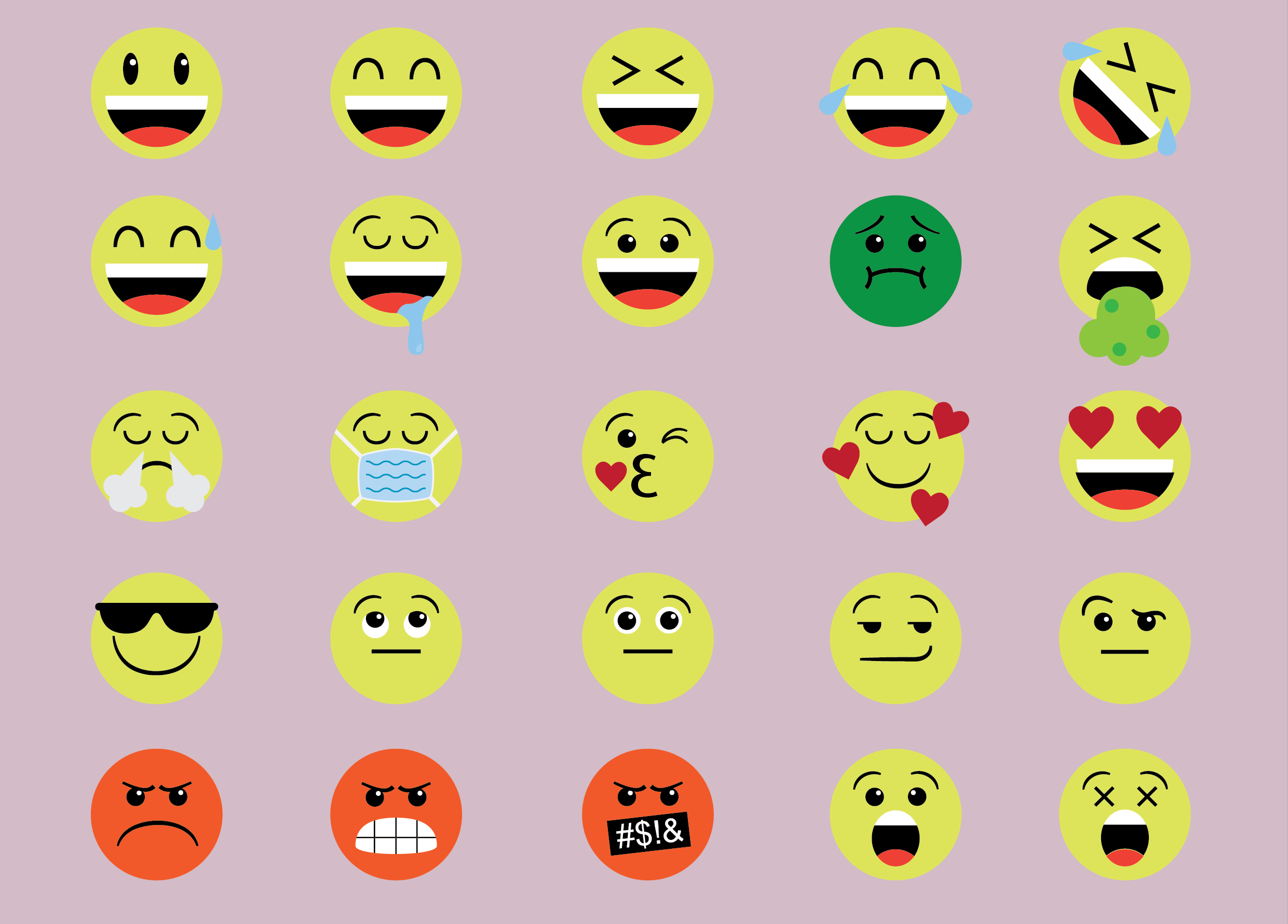 50 Emojis - Smileys 2d adobe illustrator assets design emoji graphic design smiley texture vector