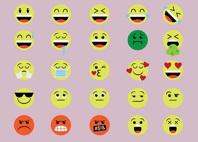 50 Emojis - Smileys 2d adobe illustrator assets design emoji graphic design smiley texture vector