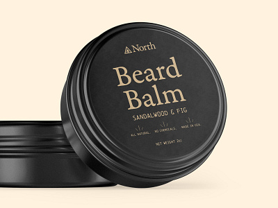 Men's Beard Balm Packaging – North Grooming beard balm packaging brand design cpg packaging graphic design label design mens grooming minimalist design minimalist packaging packaging design personal care packaging sandalwood sandalwood packaging vintage packaging