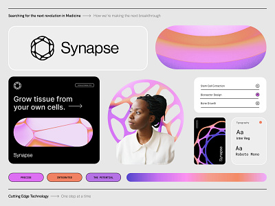 Synapse abstract bio branding cell geometric gradient guidelines lab logo logomark logotype minimal photography research science startup technology type venture wordmark