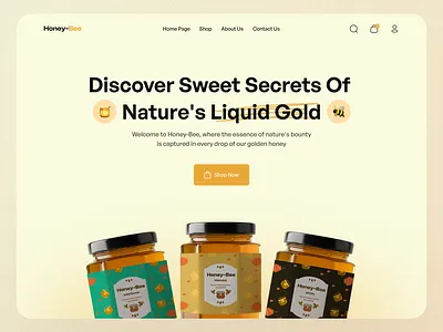 Honey-Bee Website Hero Section creative design e commerce graphic design hero section honey landing page photoshop product product design ui ui inspiration uiux ux visual design web web 3 web design website website design