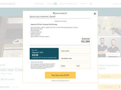Daily UI #002 Credit Card Checkout checkout credit card desktop medical payment qunomedical ui