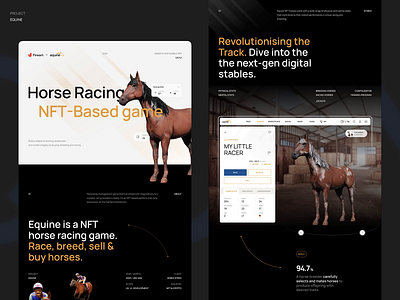 Equine - the future of virtual horse racing animation behance branding case study crypto home interface nft ui