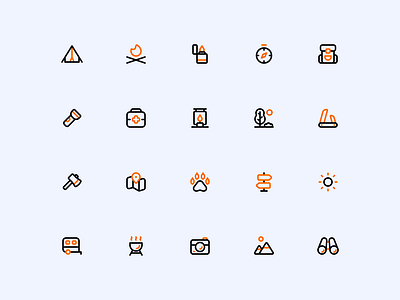 Camping Icon Set app icons camp camping camping icon flat icons icon icon illustration icon pack icon set iconin iconography iconset illustration line icons