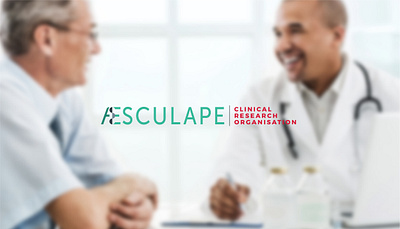 Aesculape CRO branding clinical design doctor healthcare institution logo research center
