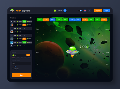 Alien Capture (Crush Game) alien casino crush game figma gambling game design online casino product design ui uiux