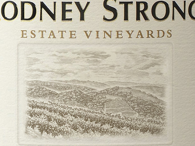 Rodney Strong Wine labels illustrated by Steven Noble art artwork engraving etching hand drawn illustration landscape line art linocut packaging scratchboard steven noble wine label woodcut