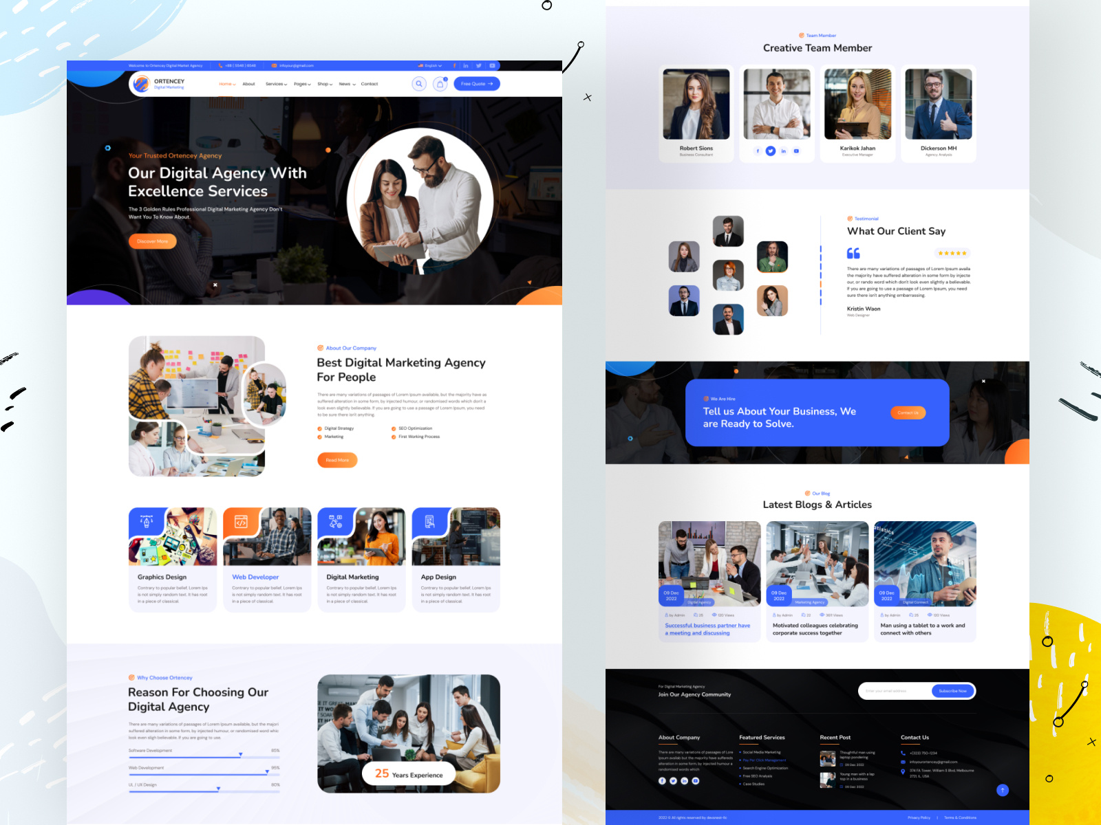 Ortencey - Digital Marketing Agency Landing Page agency agency landing page branding business business agency corporate design design illustration landing page ui uiux web web design website design