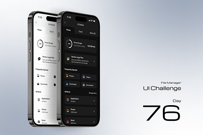 File Manager UI app design challenge color icons file manager general general settings icons ios mobile app mobile settings mobile ui product design settings storage storage ui task manager ui ui design ux ui