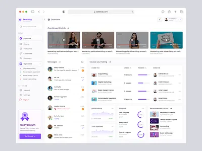 Learning - Course Dashboard certification class chart clean dashboard course course app dashboard e learning learning learning apps learning platform list dashboard online course training