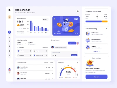 Finance Dashboard admin banking clean dashboard data finance finance dashboard fintech illustrations minimalist money panel purple statistics transactions uiux wallet website design white yellow