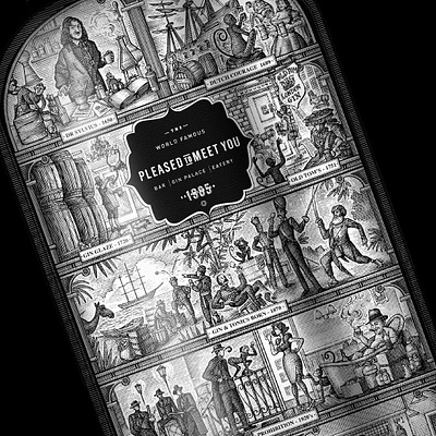 The History of Gin Illustrated by Steven Noble artwork black and white design engraving etching graphic art historic illustration illustrator line art logo pen and ink scratchboard steven noble woodcut