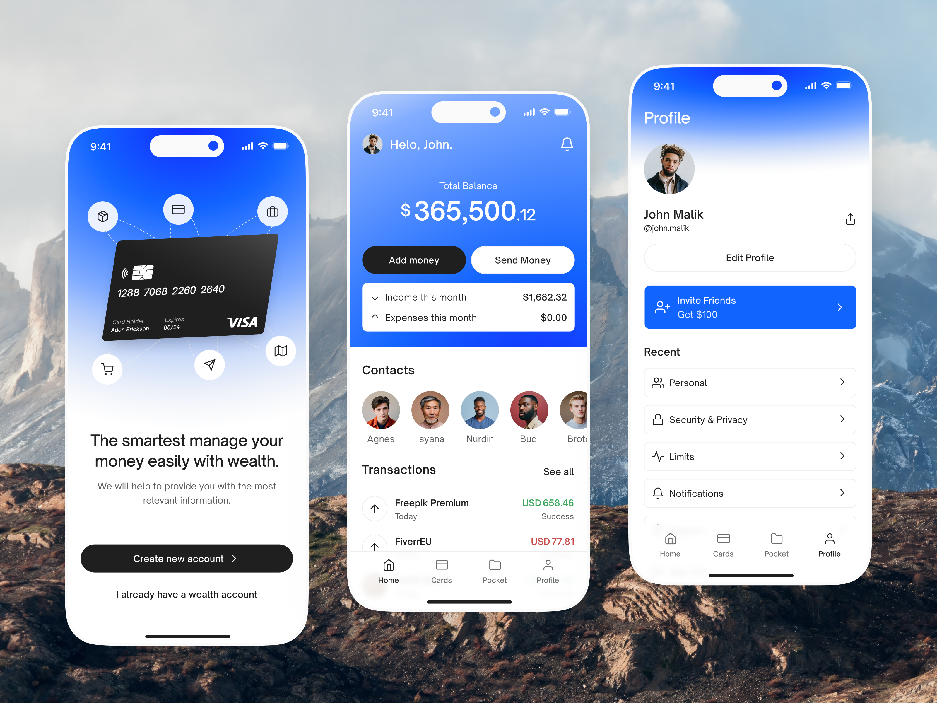Finance mobile app - Wealth app bank bank app banking card clean credit card design finance finance app fintech ios minimalist mobile mobile app mobile app design transfer ui ui design ux