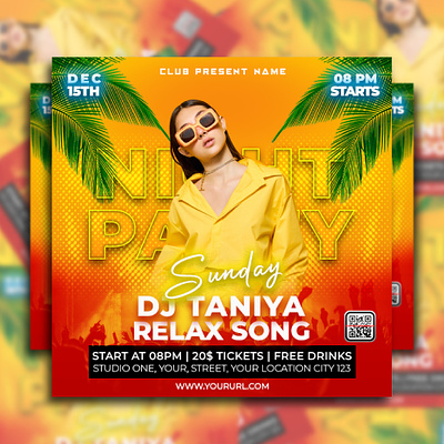 Dj night party flyer club event club flyer design dj flyer event event flyer facebook post flyer flyer design free hd instagram post new new year flyer night night flyer night party flyer party flyer party poster psd
