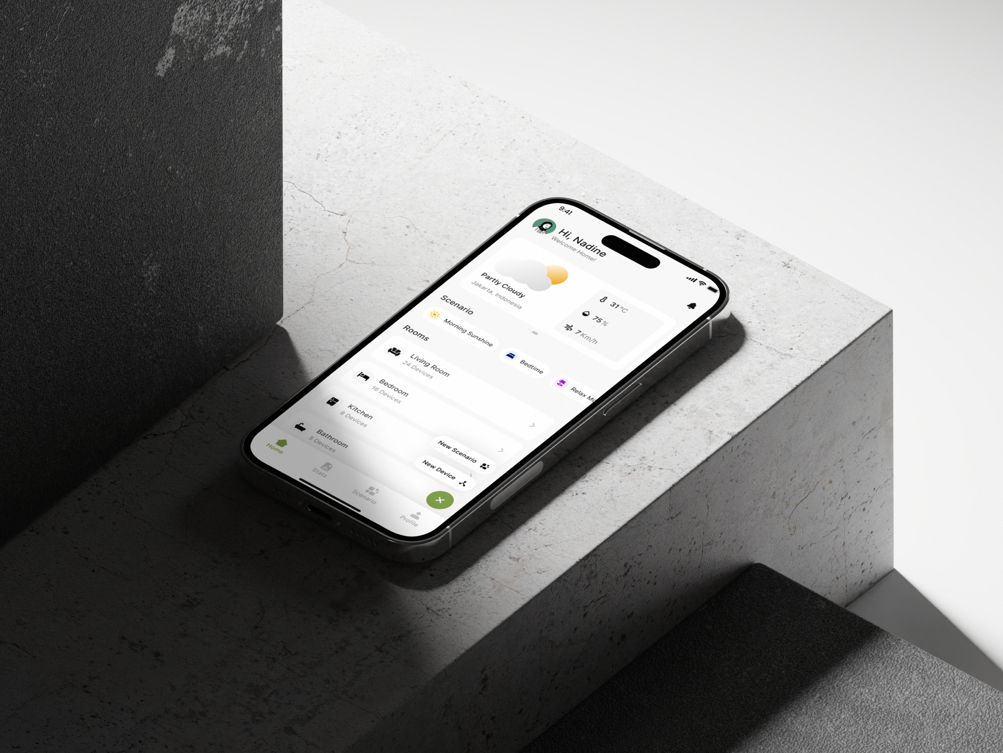 Green Home - Smart IoT App application design google home iot mobile smart device smart home ui ux