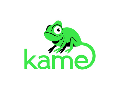 Kame logo animal branding chameleon design digital green icon illustration indonesia logo minimal product reptile typography vector