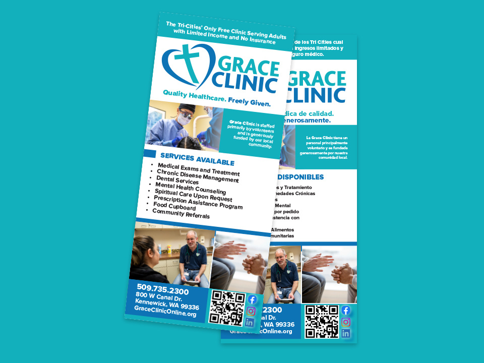 Grace Clinic Rack Design In English and Spanish by Colorfull Graphics