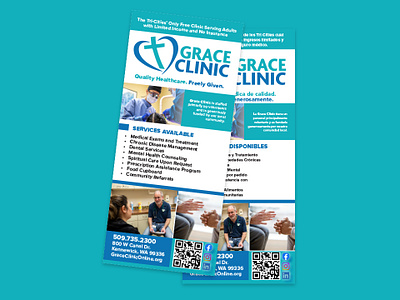 Grace Clinic Rack Design In English and Spanish adobe indesign adobe photoshop bifold design digital design door hanger design flyer design flyer designer flyers flyers ideas hang door design logo logo design new designs idea new logo design poster design posters print design rack card rack card design trifold design