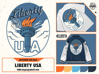 Liberty Torch Illustration . T-shirt Design adobe illustrator artwork for sale badge design clothing clothing brand customartwork design designforsale digital artwork for sale illustration liberty liberty statua logo design new york print tshirt torch tshirt design tshirt designer vintage