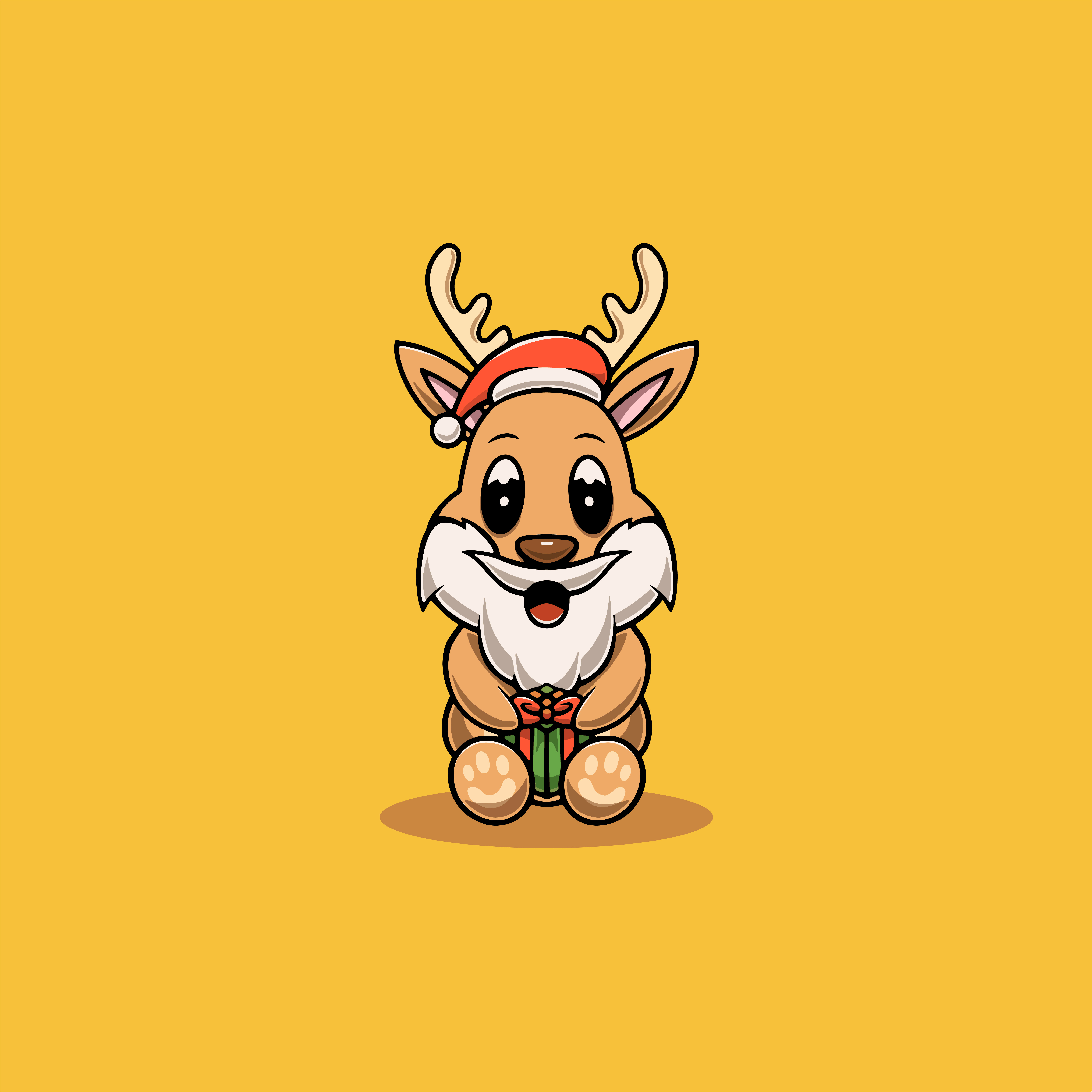 Cute deer on christmas cartoon illustration design